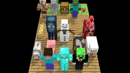 Minecraft Blender Rig! Fully IK Rigged - All Peacefull mobs, Many hostile mobs, Blocks - The Micahel preview image